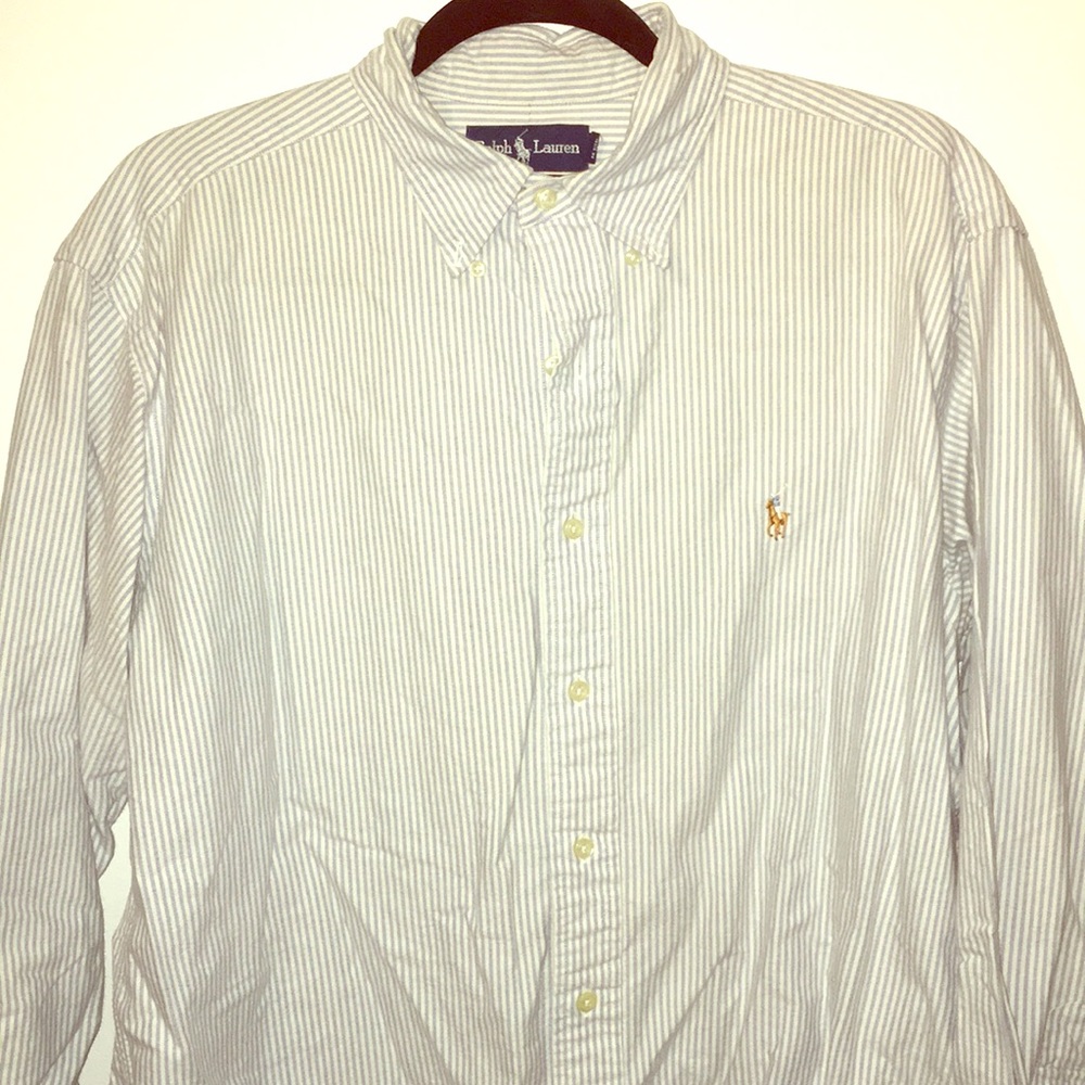 Ralph Lauren Oxford Blue White Striped Shirt